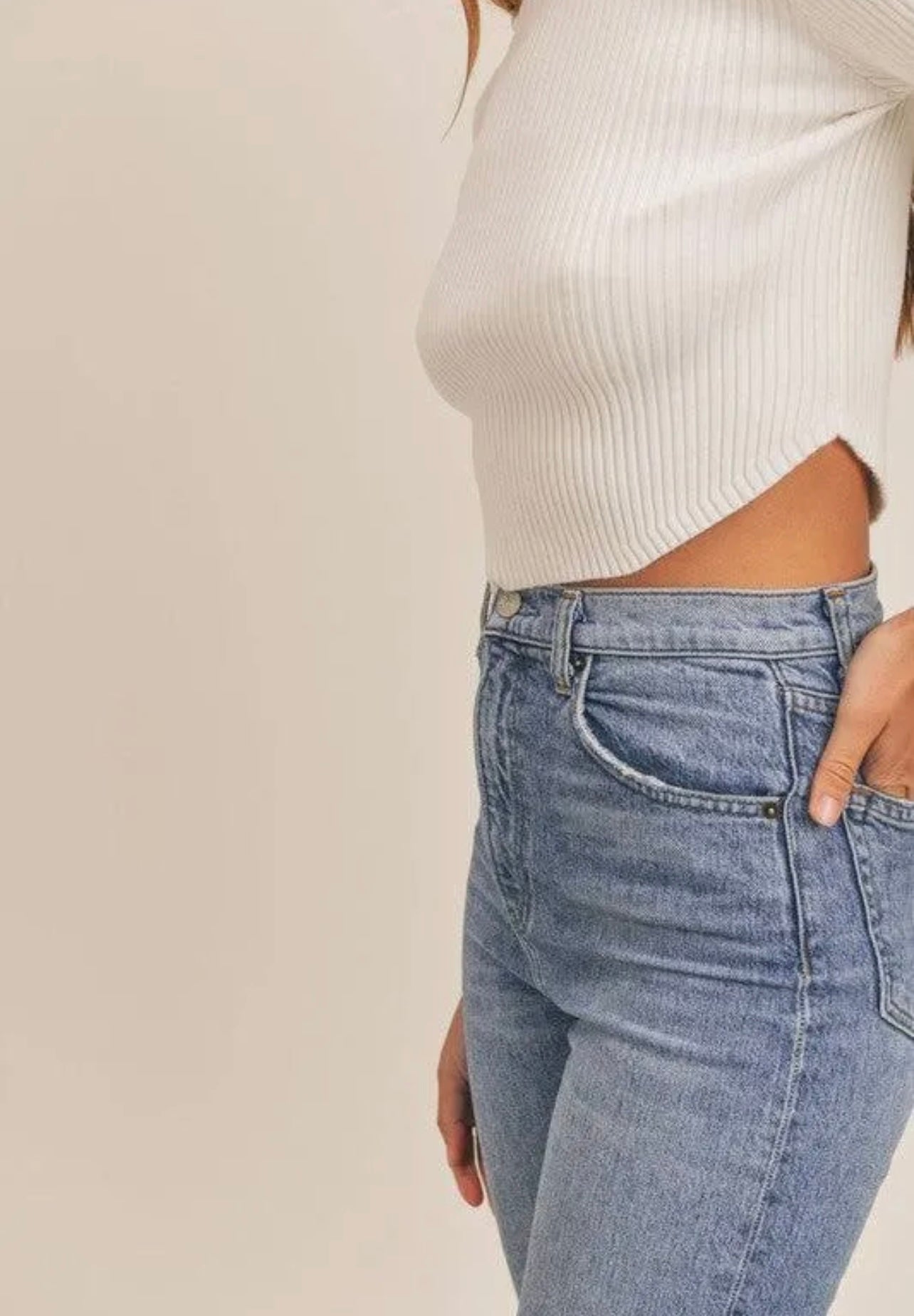 Long Sleeve Ribbed Mock Neck Sweater Crop Top