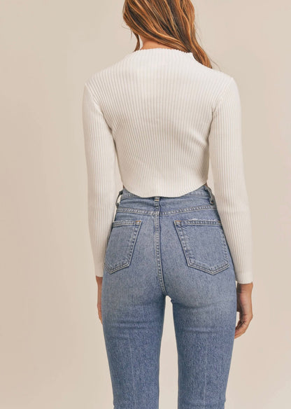 Long Sleeve Ribbed Mock Neck Sweater Crop Top