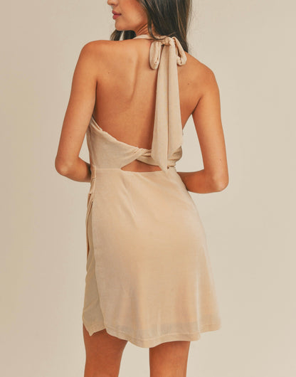 Shimmer Halter Mini Dress